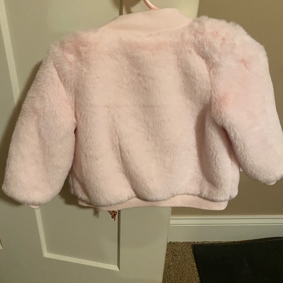 Cat and Jack toddler girl pink fuzzy jacket - Picture 2 of 3